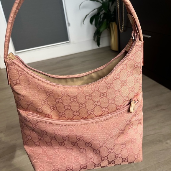 Authentic GUCCI Shoulder HandBag Purse GG Canvas Leather Pink - Picture 8 of 15